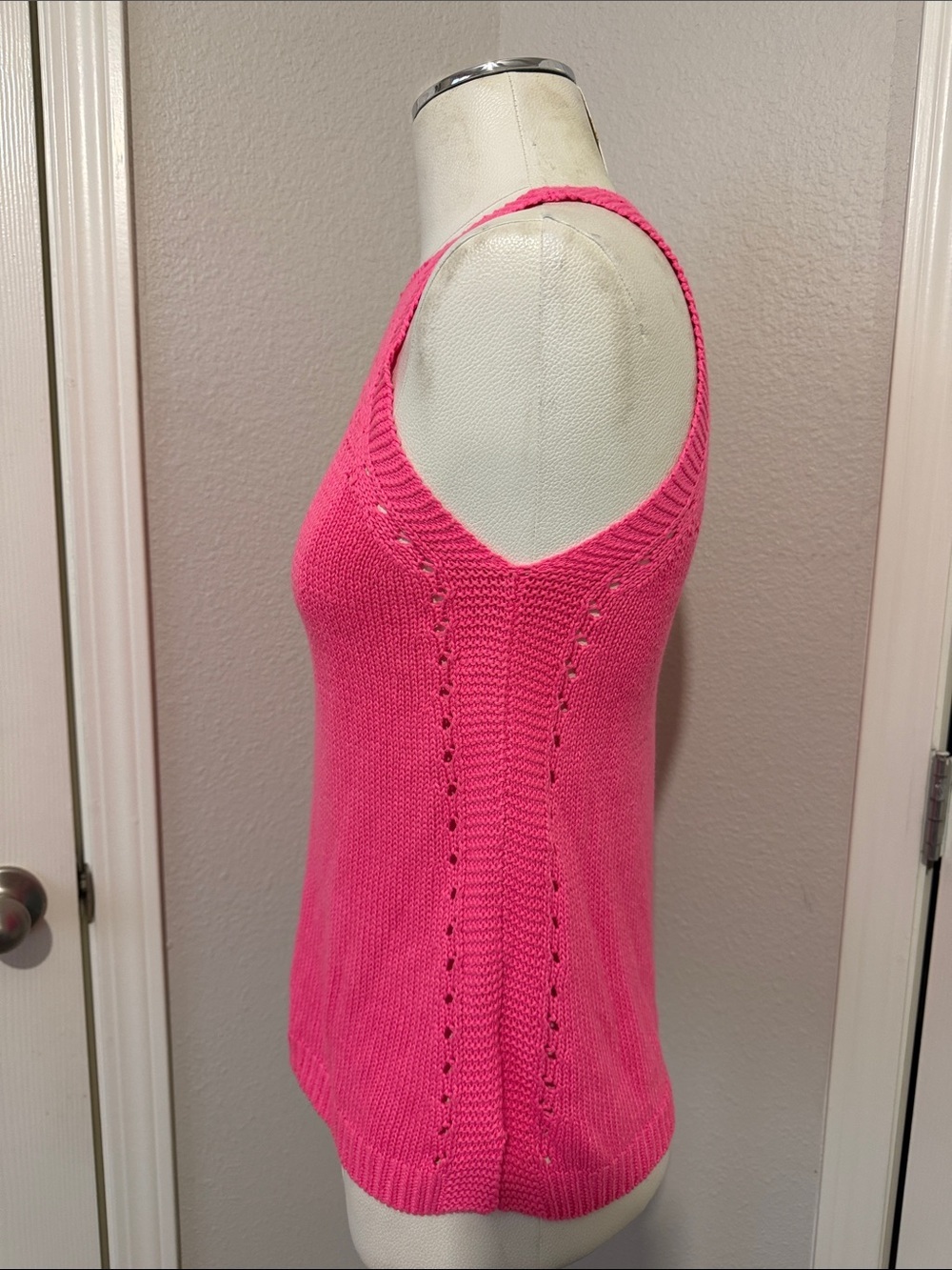 Lilly Pulitzer Hot Pink Knit Halter Tank Breathable Lightweight Breezy - Picture 3 of 6